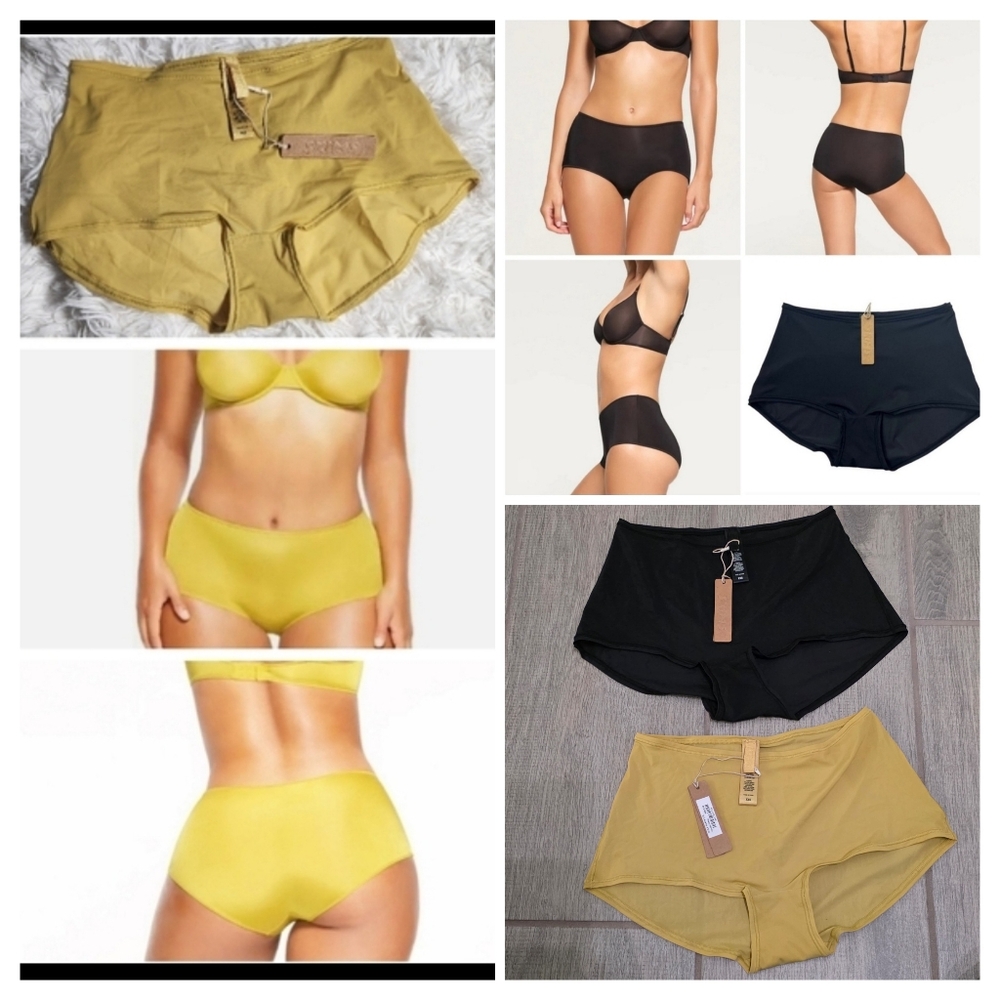 2PCS SKIMS Jelly Sheer BoyShorts /Topaz & ONYX/XXS